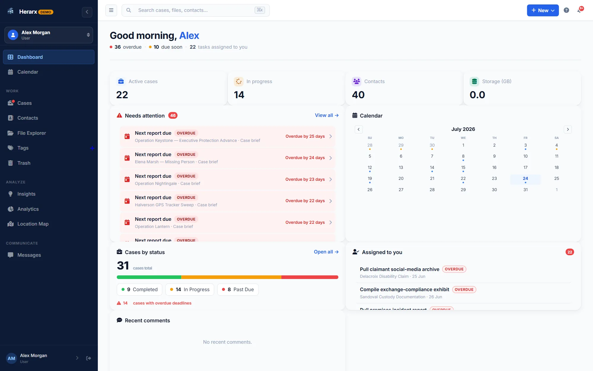 Herarx personal dashboard