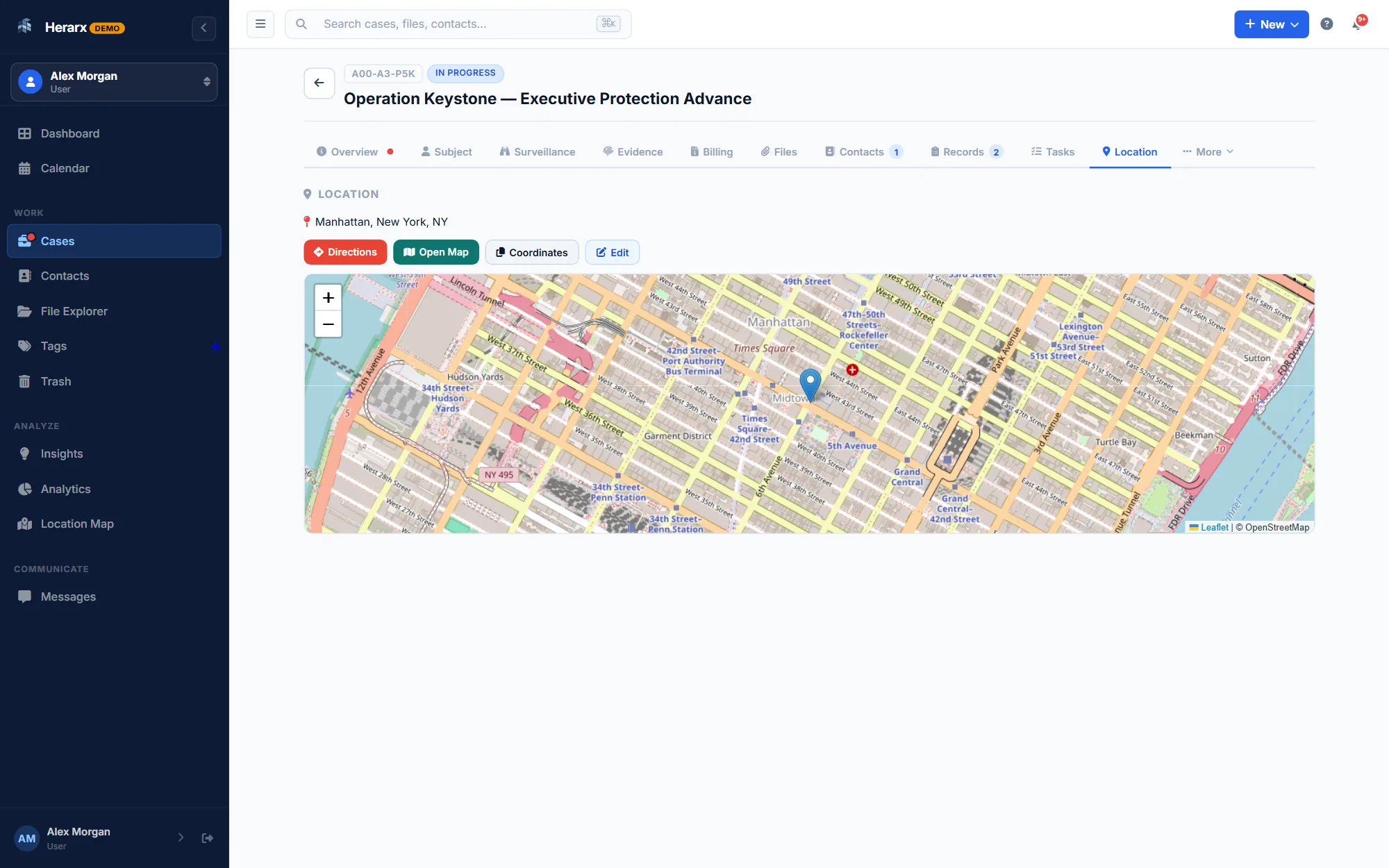 Herarx case location map