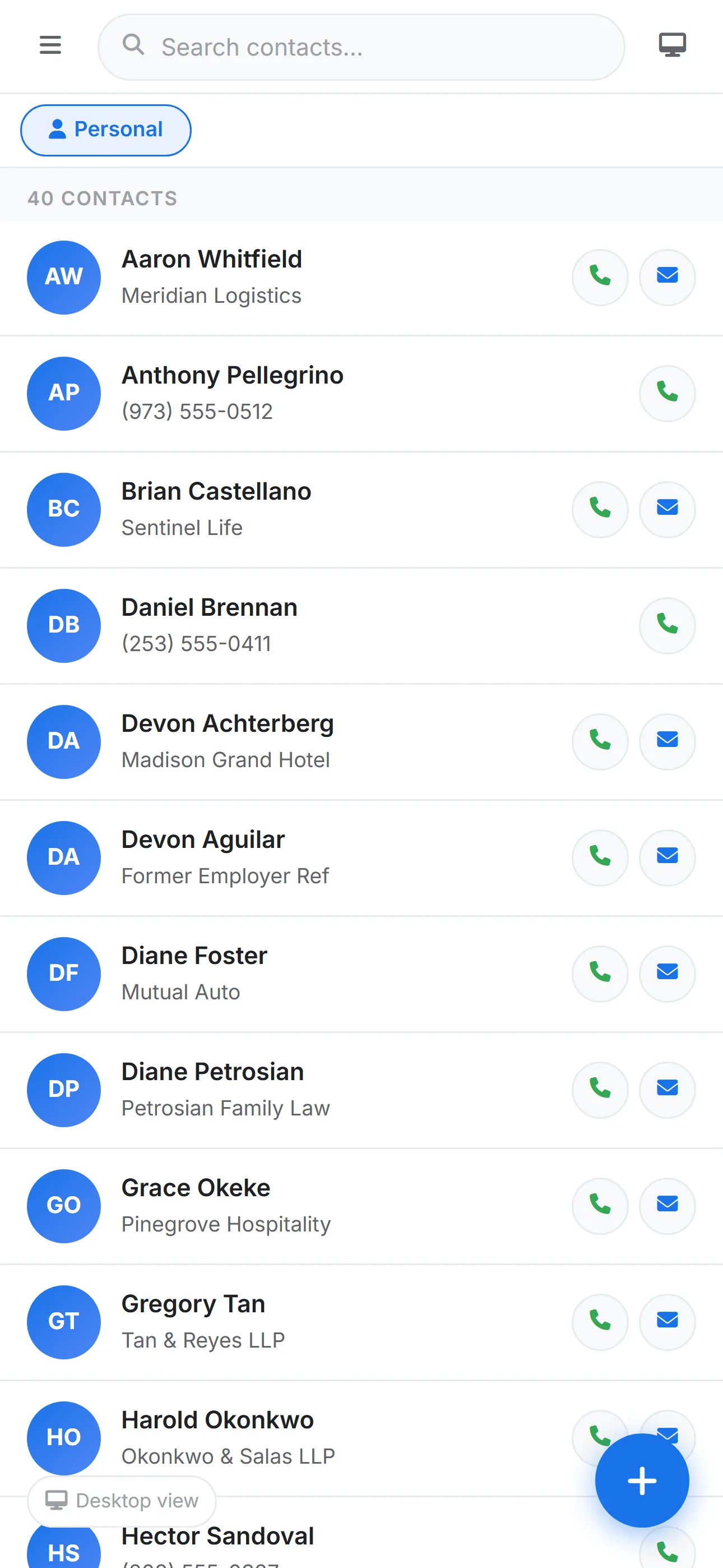 Contacts mobile